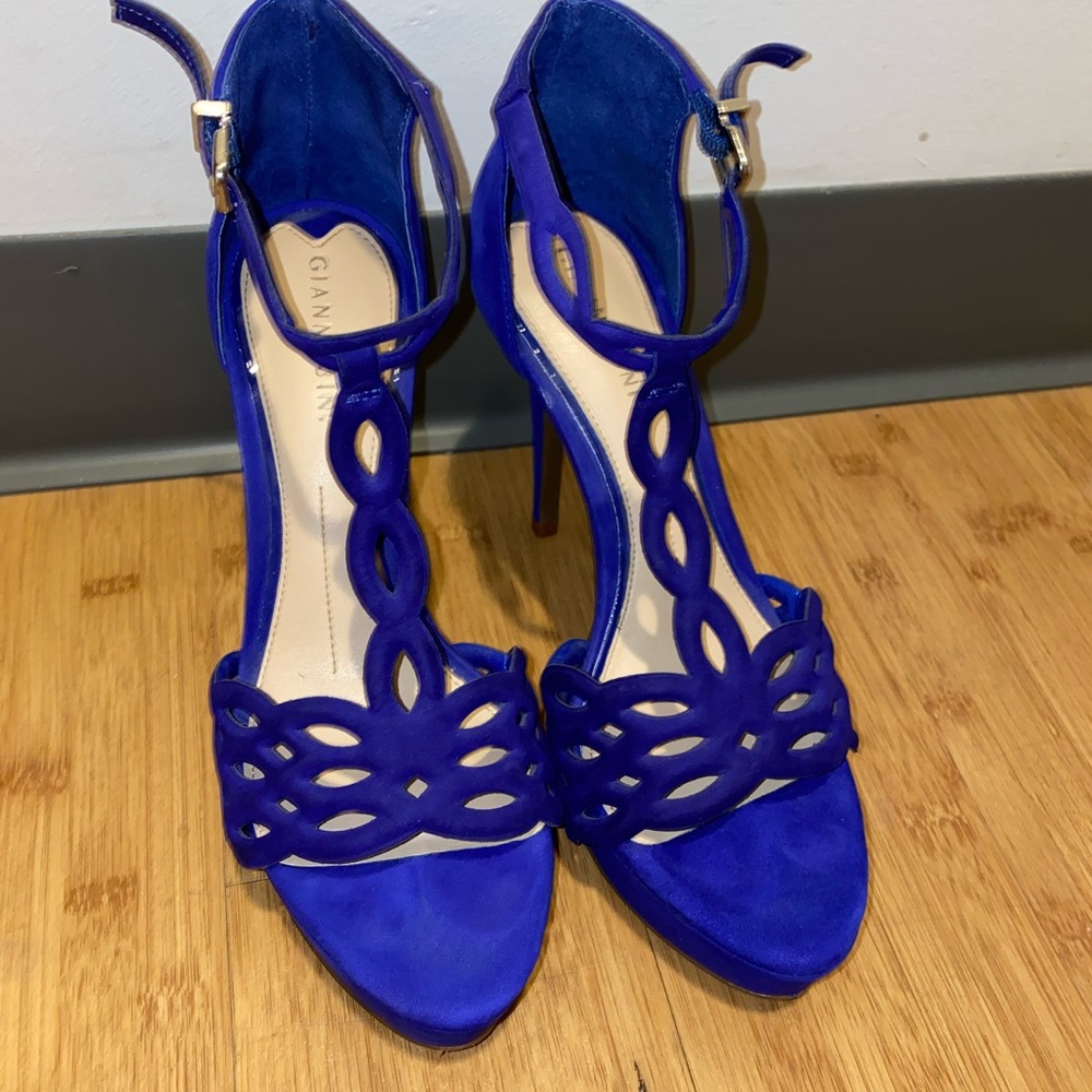 Blue high heels worn once - size 6.5